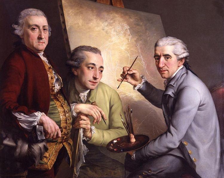 unknow artist Portrait of Agostino Carlini; Francesco Bartolozzi; Giovanni Battista Cipriani Sweden oil painting art